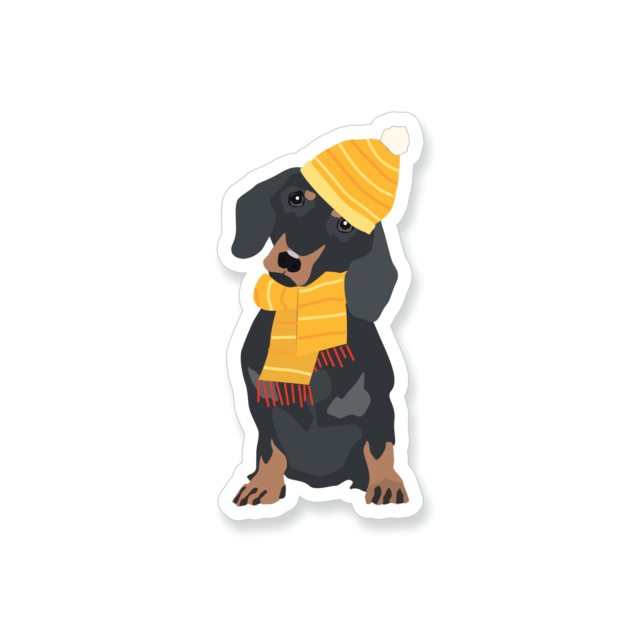 Winter Dachshund Vinyl Sticker