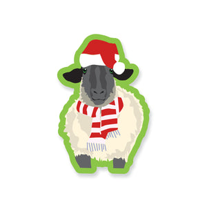 Holiday Sheep with Christmas Hat Vinyl Sticker - ST266
