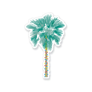 Holiday Palm Tree with Christmas Lights Vinyl Sticker - ST278