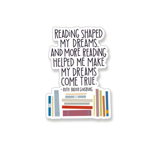 Ruth Bader Ginsburg Reading Quote, Vinyl Sticker