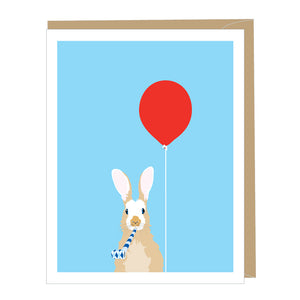 Bunny + Red Balloon Birthday Card