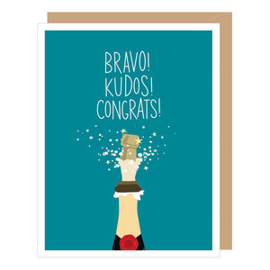Champagne Bravo Congratulations Card