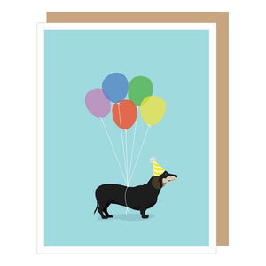 Dachshund + Balloons Birthday Card