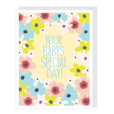 Floral Christening + Baptism Baby Card