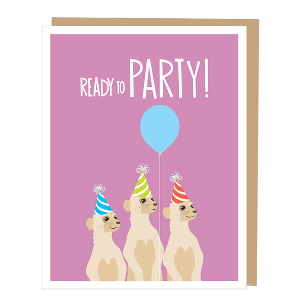 Meerkats with Party Hats Birthday Card