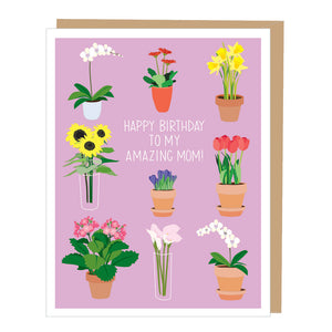 Potted Flowers MOM Birthday Card