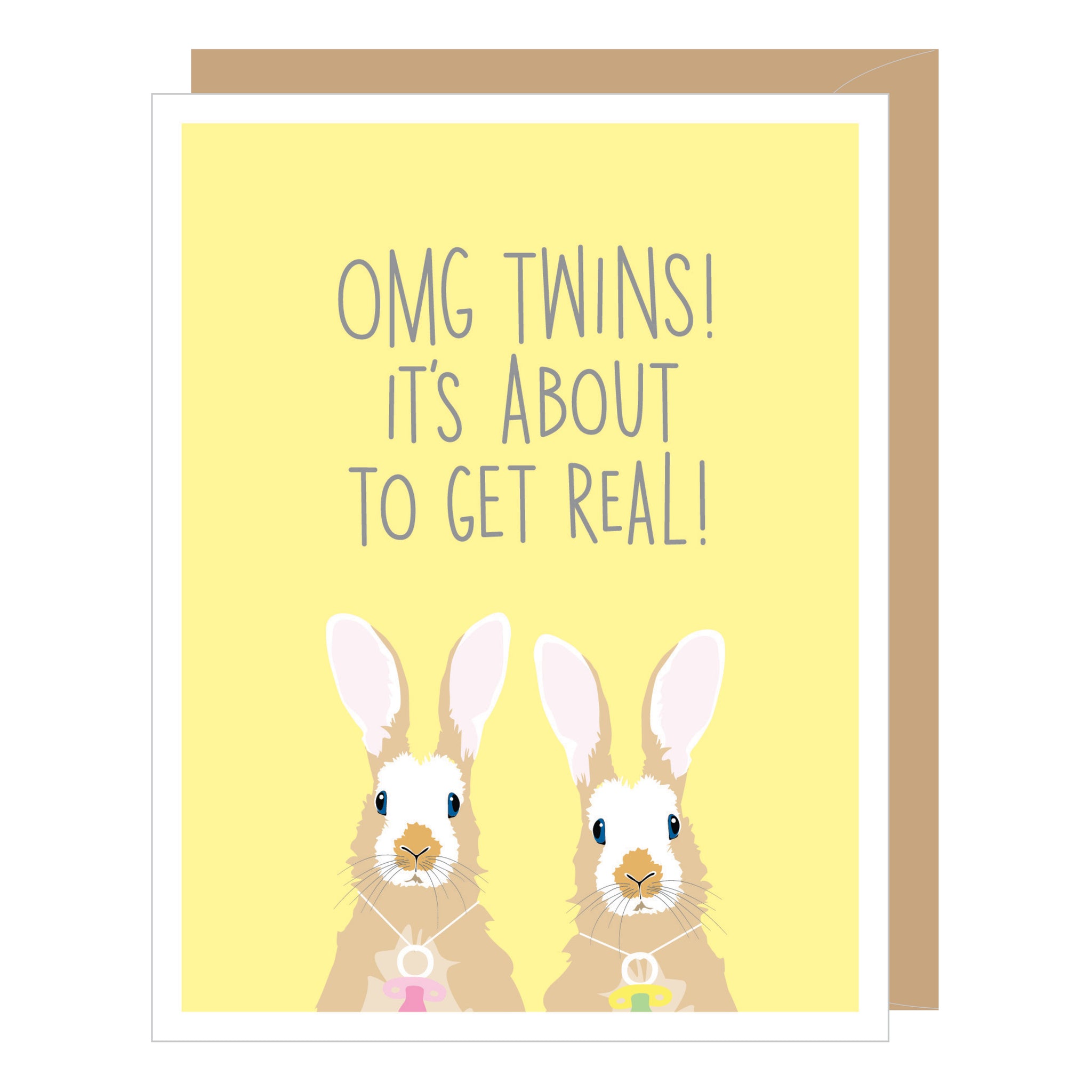Bunny Twins New Baby Card