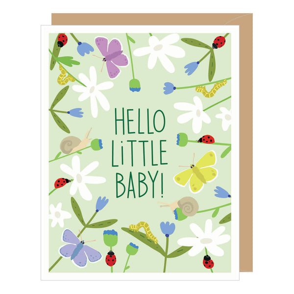 Ladybugs + Butterflies New Baby Card