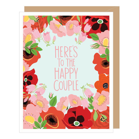Floral Happy Couple Wedding + Engagement Card