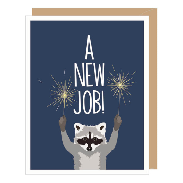 Raccoon New Job Congratulations Card