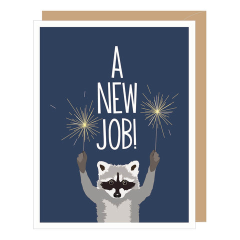 Raccoon New Job Congratulations Card