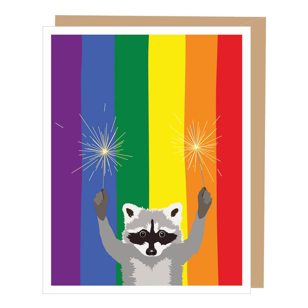 Rainbow Raccoon Gay Pride Card