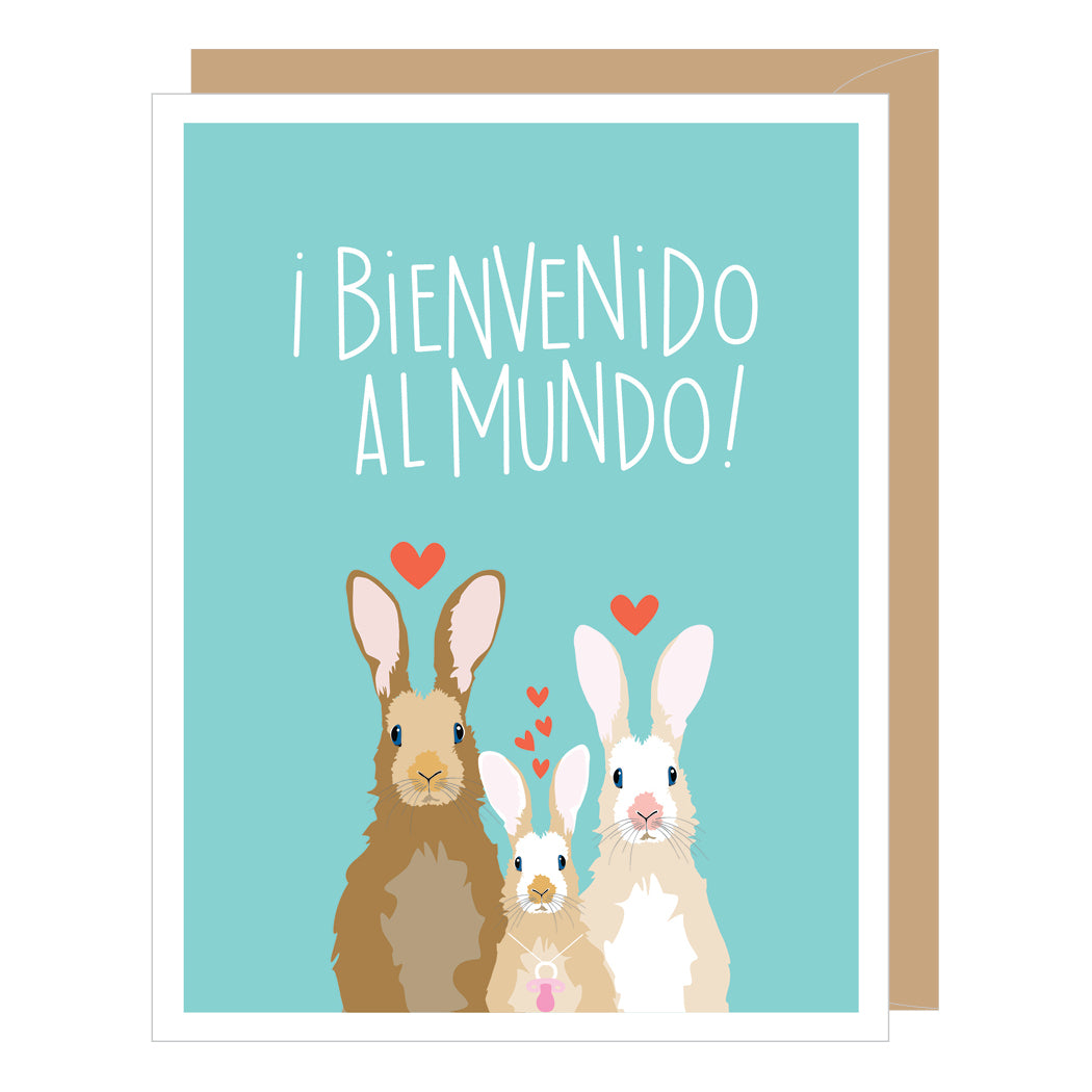 SPANISH LANGUAGE Bunny Welcome to the World New Baby Card