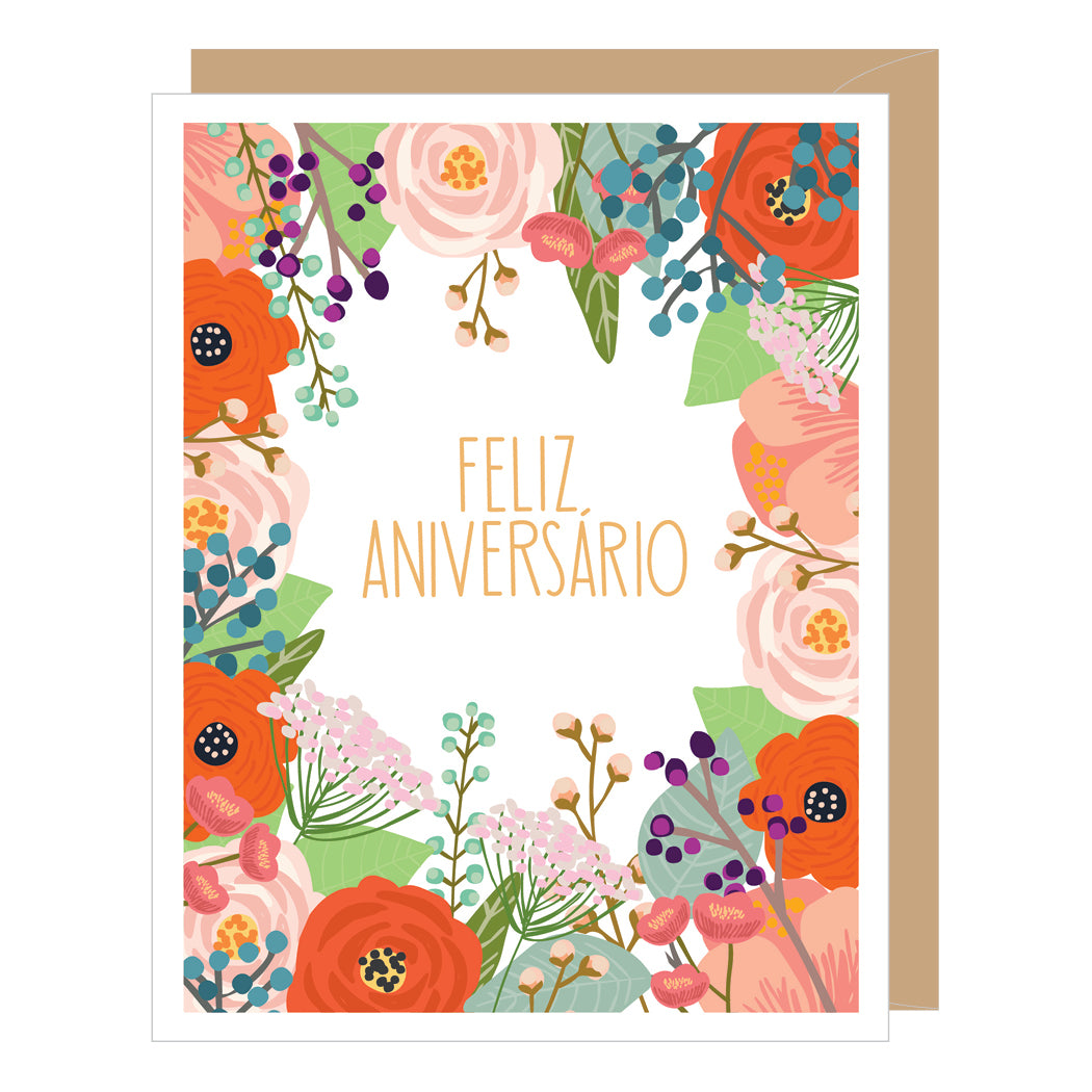 SPANISH LANGUAGE Floral Anniversary Card