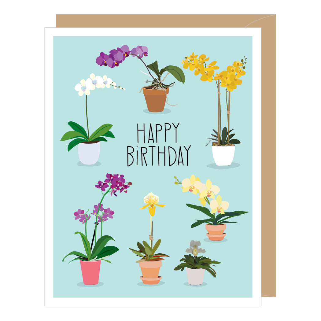 Potted Orchids, Birthday Card