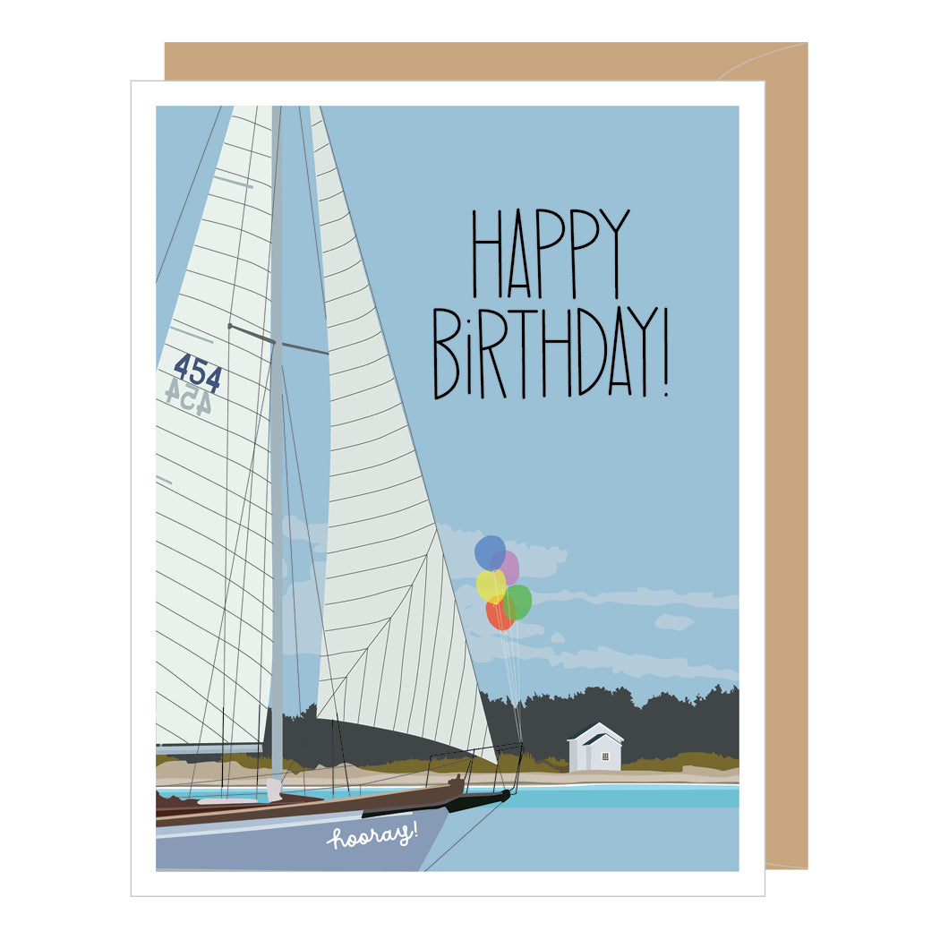 Sailboat with Balloons, Birthday Card