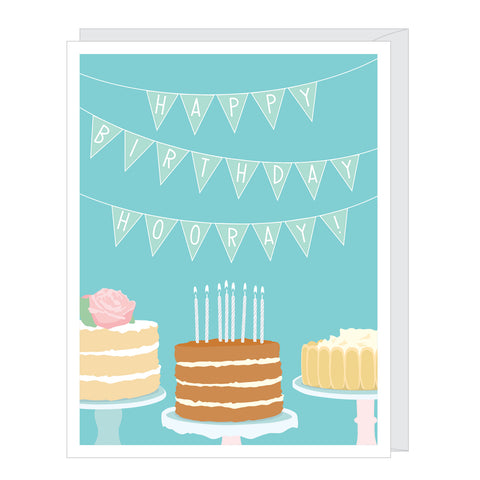 Hooray Three Cakes, Birthday Card