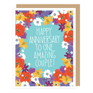 Floral One Amazing Couple, Anniversary Card