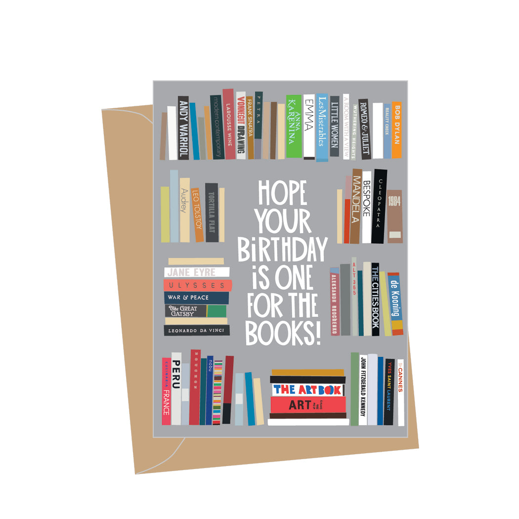 Mini Birthday Bookshelves, Folded Enclosure Card