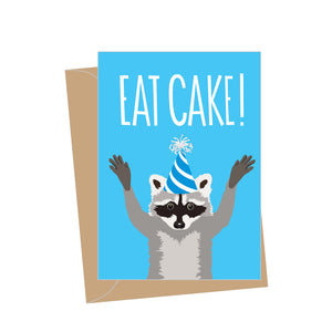 Mini Birthday Raccoon, Folded Enclosure Card