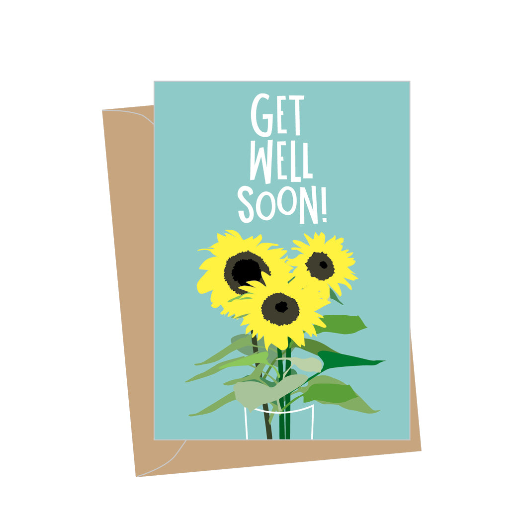 Mini Get Well Sunflowers, Folded Enclosure Card