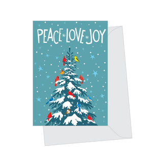 Mini Peace Love Joy Holiday Tree, Folded Enclosure Card