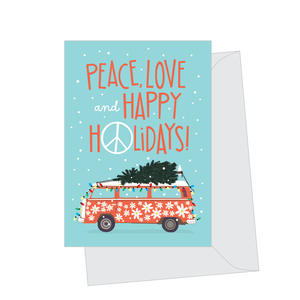 Mini Peace Love Holiday VW, Folded Enclosure Card