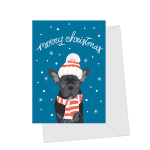 Mini Holiday French Bulldog, Folded Enclosure Card