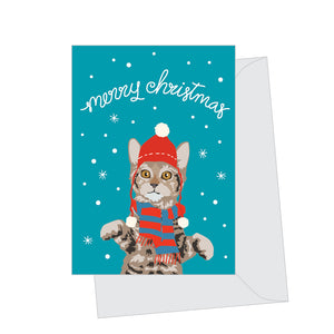 Mini Holiday Tiger Cat, Folded Enclosure Card
