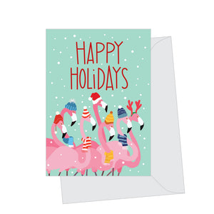 Mini Holiday Flamingos, Folded Enclosure Card