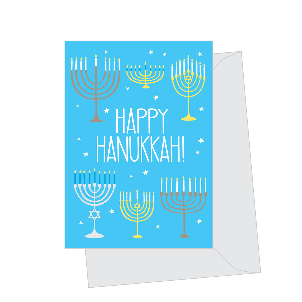 Mini Hanukkah Menorahs, Folded Enclosure Card
