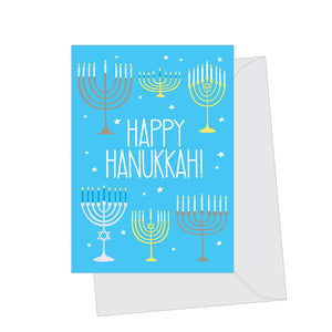 Mini Hanukkah Menorahs, Folded Enclosure Card