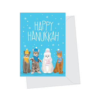 Mini Hanukkah Cats, Folded Enclosure Card