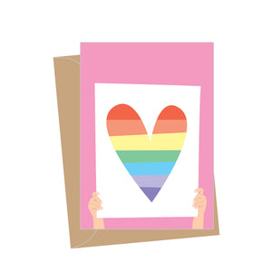 Mini Valentine Rainbow Heart, Folded Enclosure Card