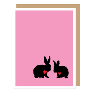 Two Rabbits Pink Valentine Card