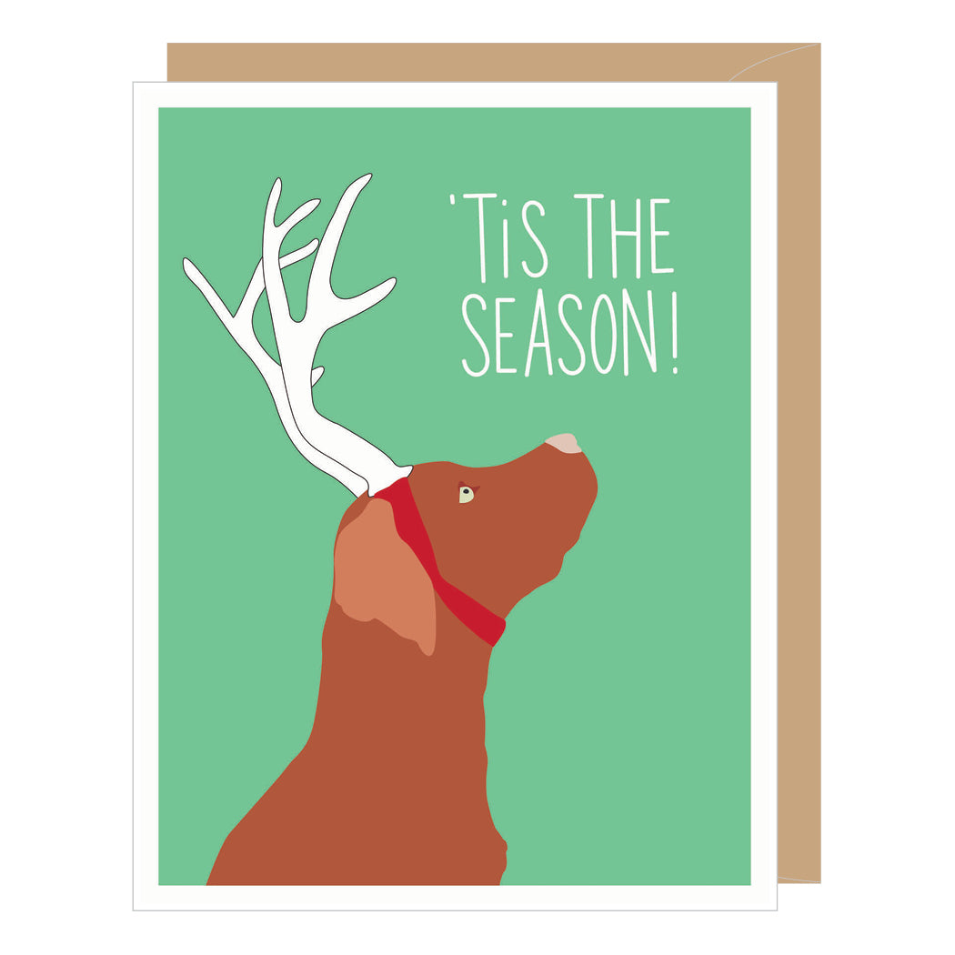 Labrador with Antlers Holiday Card