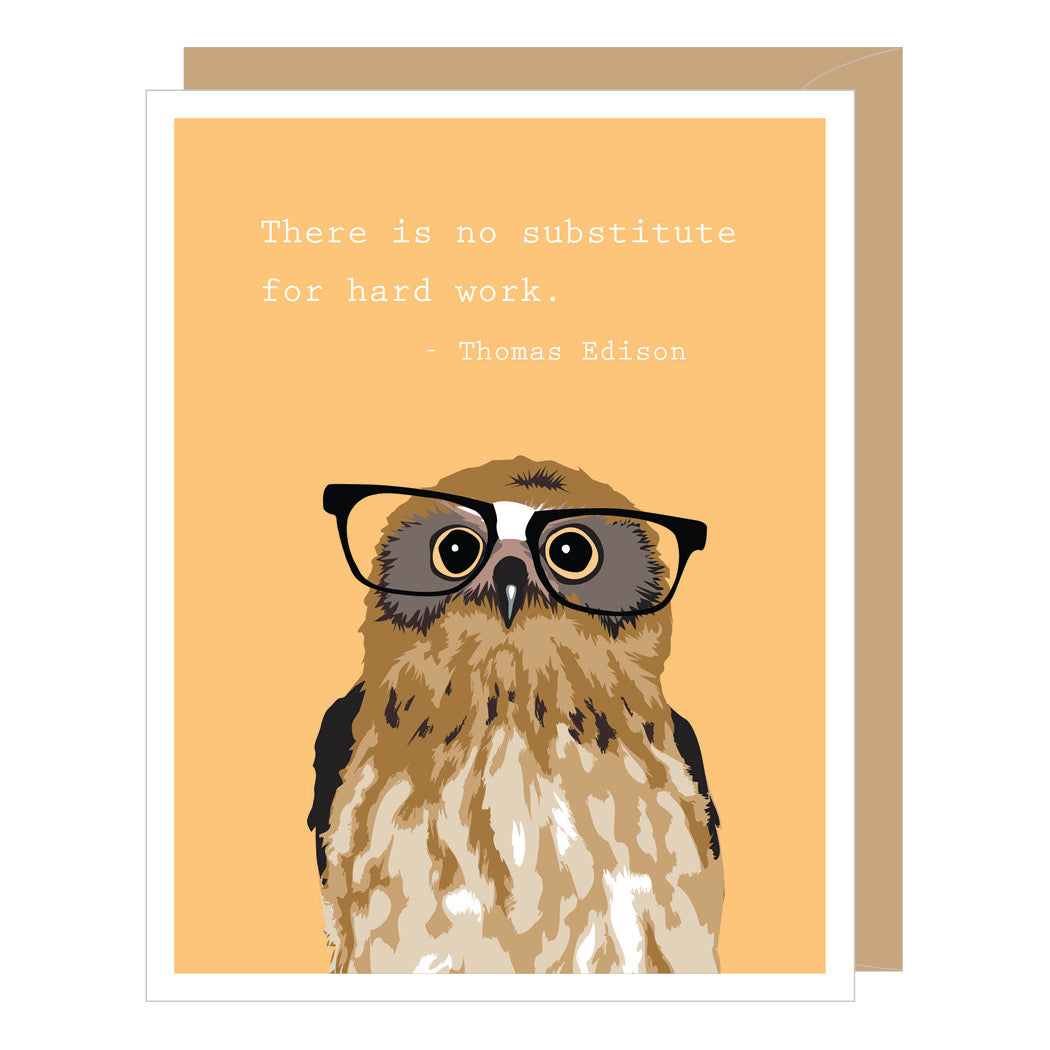Thomas Edison Quote Owl Graduation Card