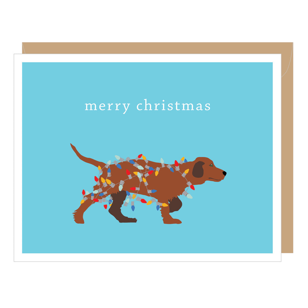 Labrador Tangled in Lights Holiday Card