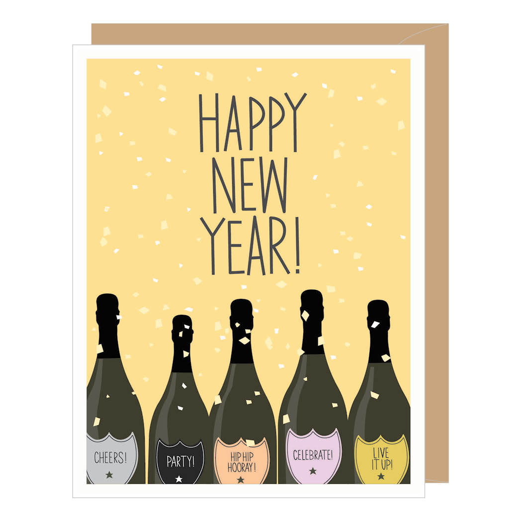 Champagne Bottles New Year Card