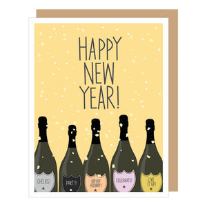 Champagne Bottles New Year Card