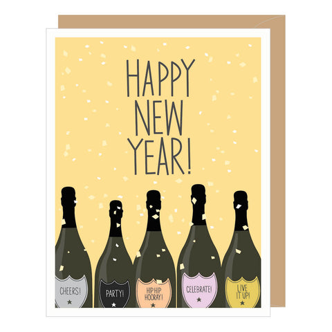 Champagne Bottles New Year Card