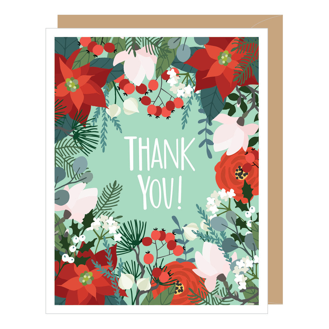 Floral Christmas Thank You Holiday Card