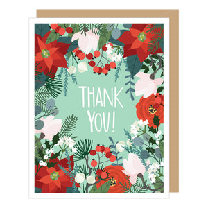 Floral Christmas Thank You Holiday Card