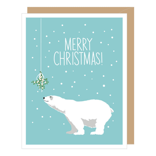Polar Bear with Mistletoe Holiday Card