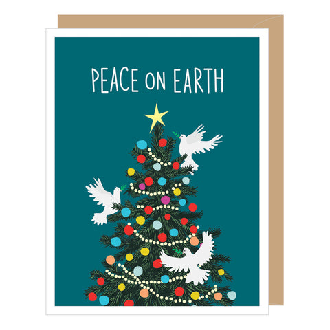 Christmas Tree with White Doves Holiday Card
