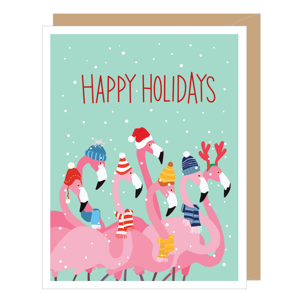 Christmas Flamingos Holiday Card