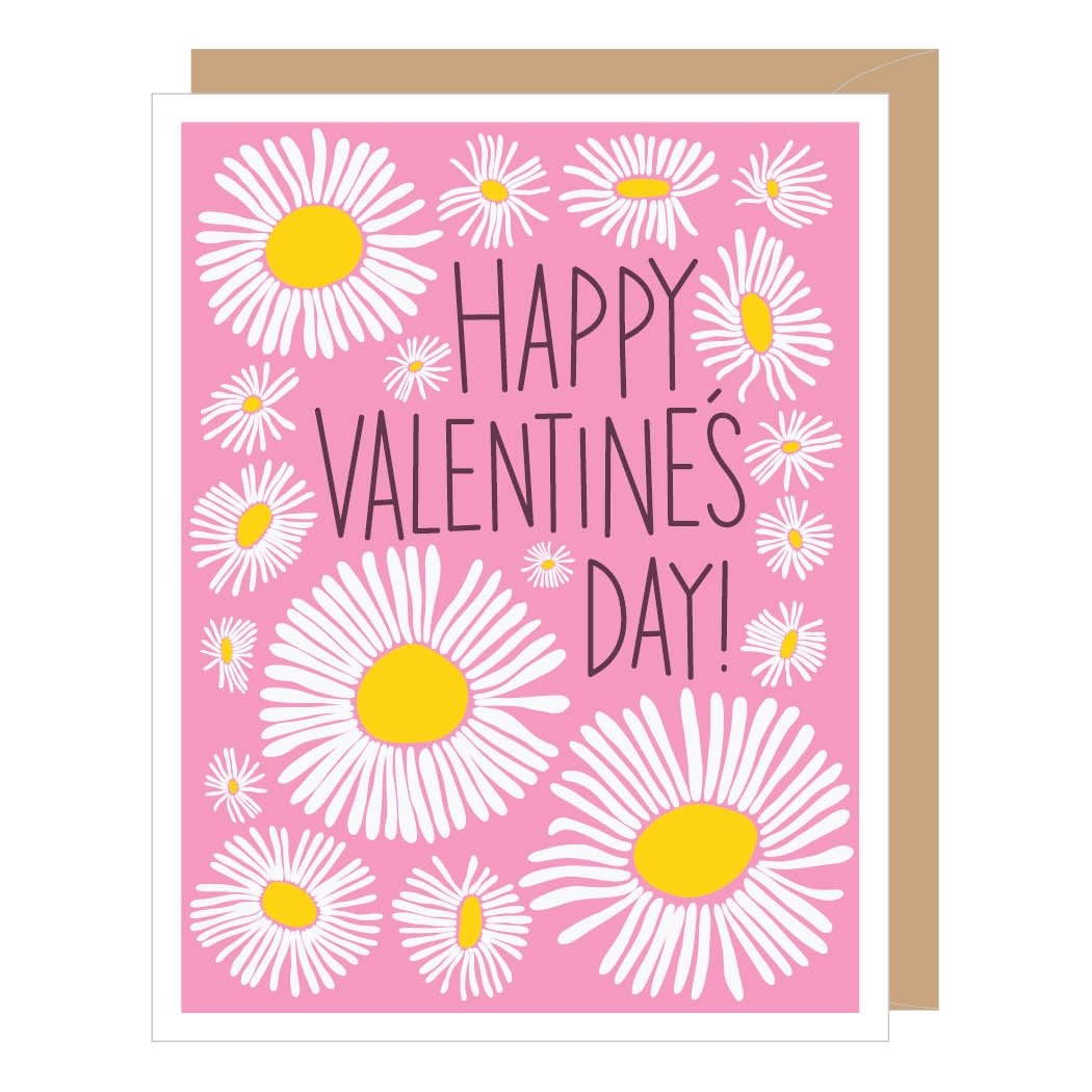 Abstract Daisies Valentine Card