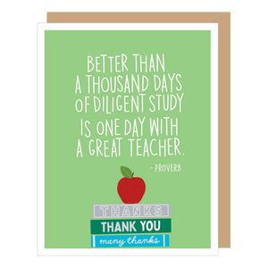 Great Teacher Proverb Teacher Appreciation Card
