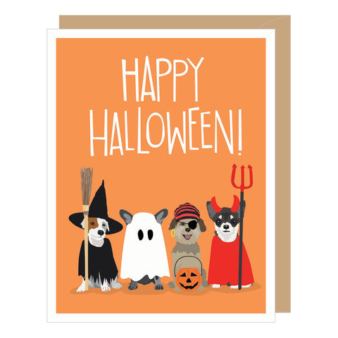 Trick or Treating Dogs Halloween Card