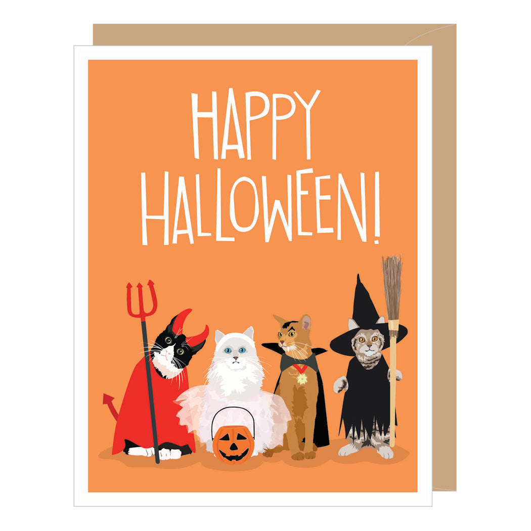 Trick or Treating Cats Halloween Card